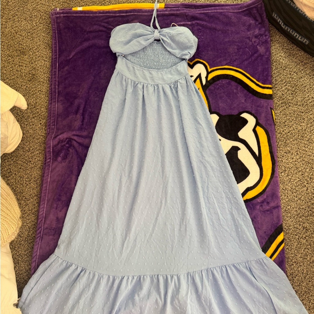 SHEIN Light Blue Halter Maxi Dress
